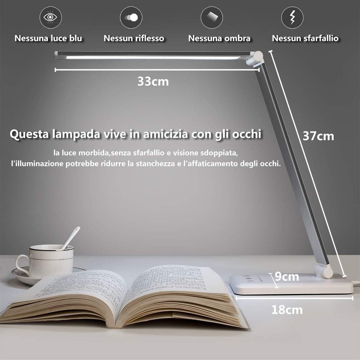Thumbnail 1 de oxylops Lampada da Scrivania LED Protezione Occhi 10 livelli