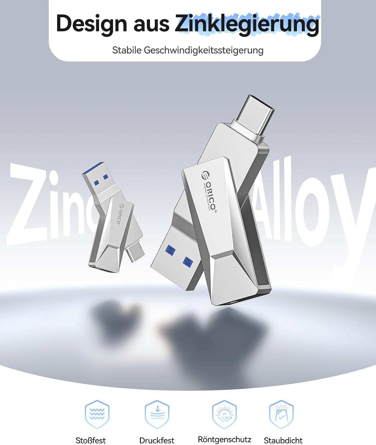 Thumbnail 6 de ORICO USB Stick CB05 128 GB mit USB‑C & USB‑A (2‑in‑1), bis zu 150 MB/s, silber