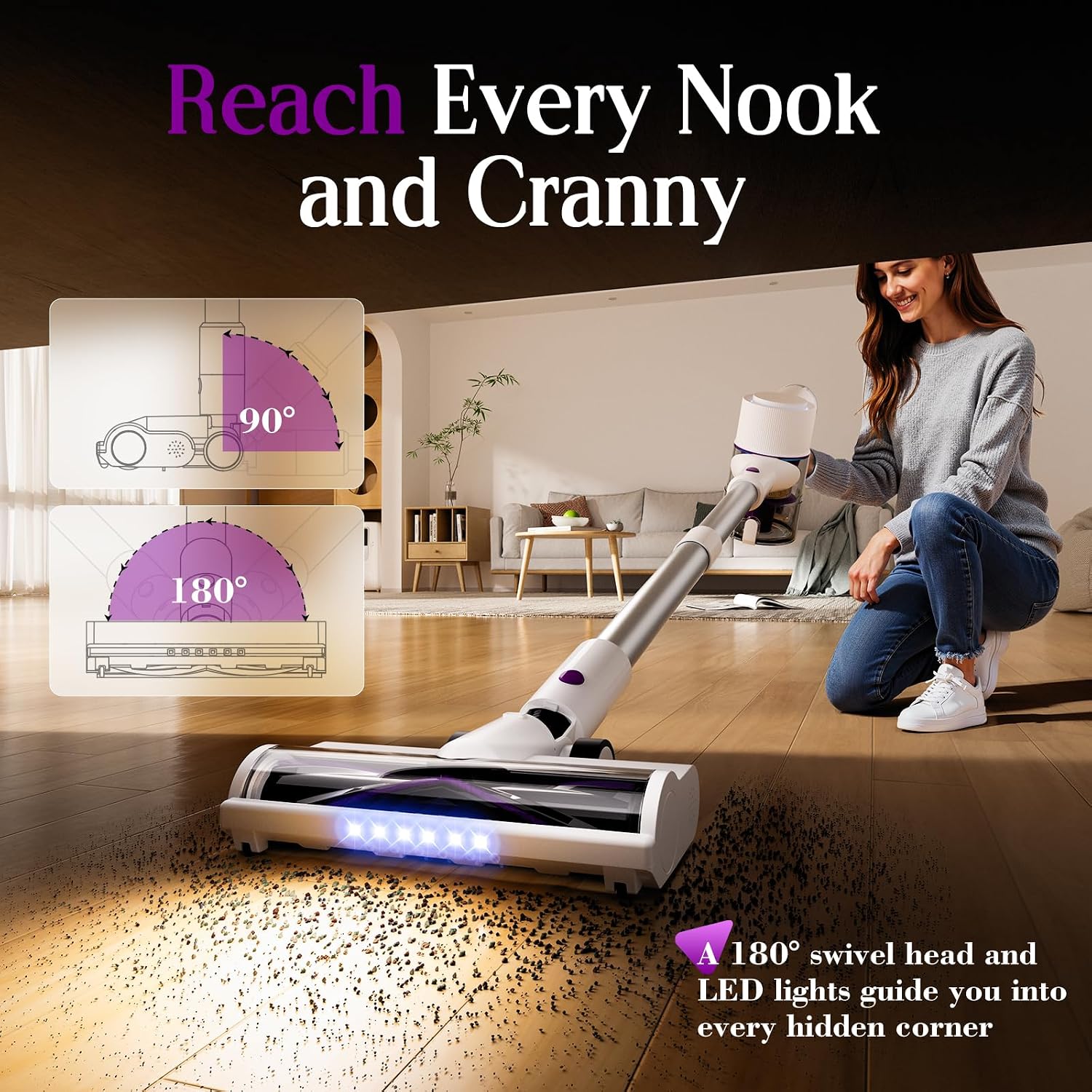 Detalle 2 de Cordless Vacuum Cleaner 45KPa 6-in-1 Stick Vacuum with Wall Mount & Touch Screen