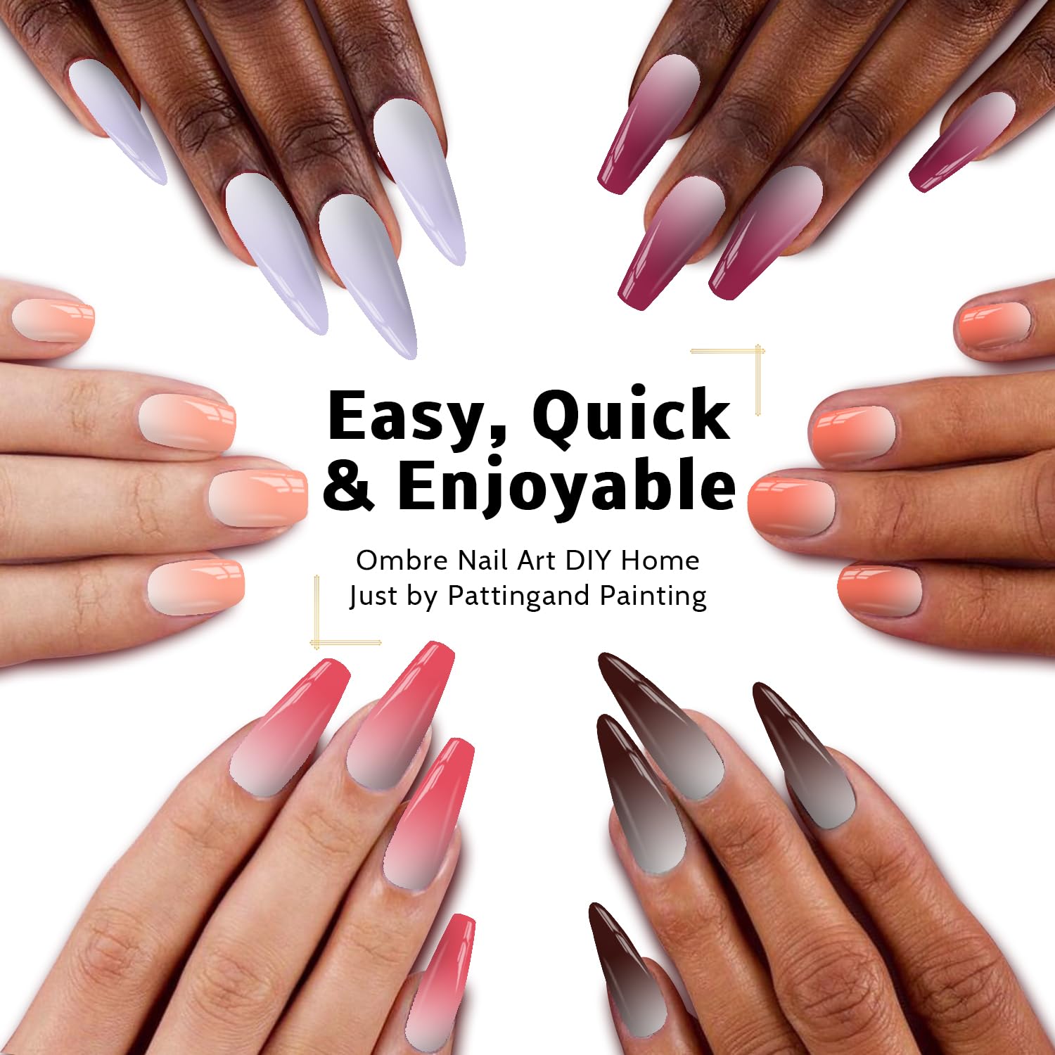 Detalle 2 de Ombre Gel Polish Palette, 24 Colors, Sponge Patting Nail Art Kit