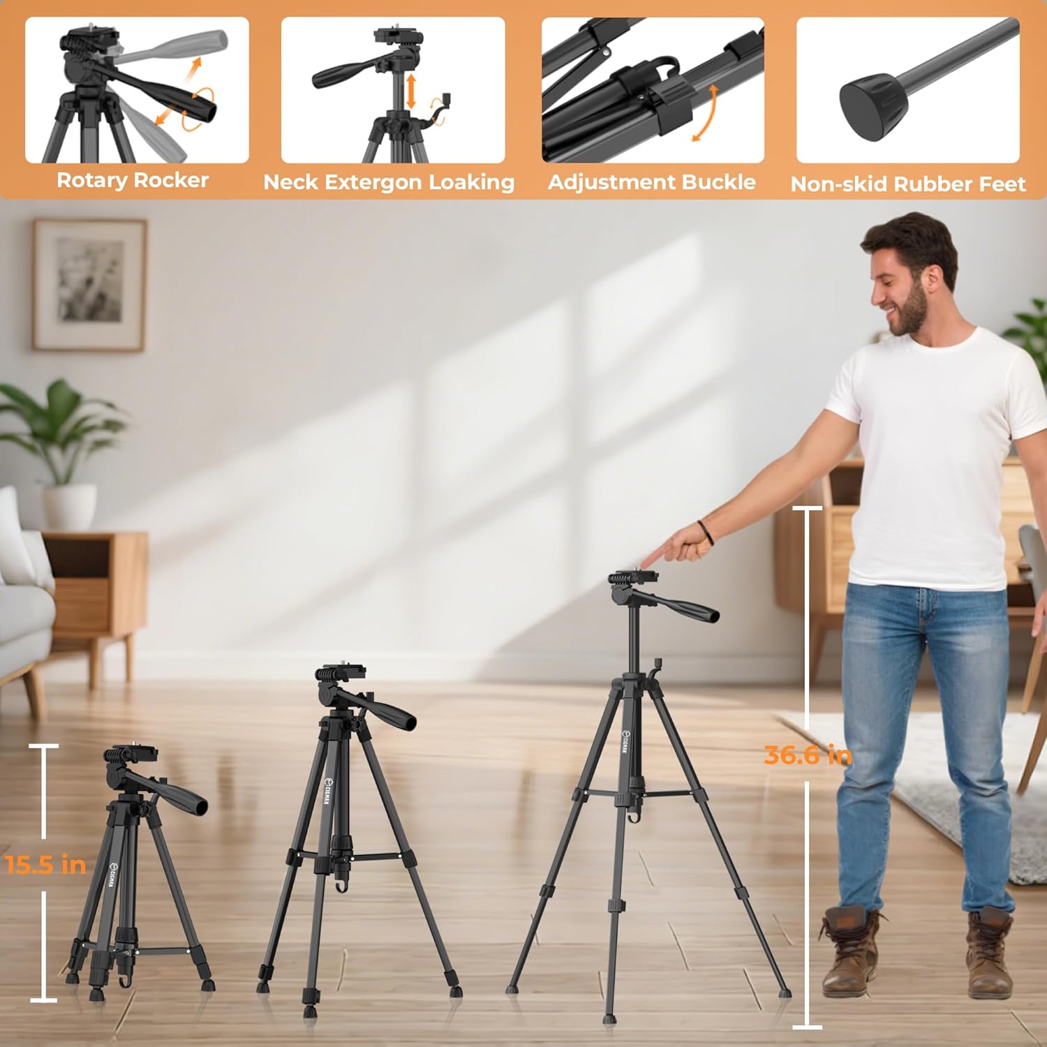 Thumbnail 1 de CIGMAN Self-Leveling Green Laser Level with 90 cm Adjustable Tripod – 30 m Range, ±1.5 mm @ 5 m