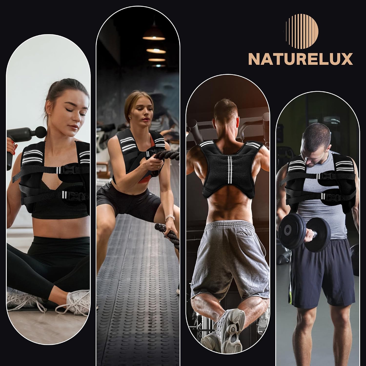Thumbnail 6 de NATURELUX 25 lb Weighted Vest with Reflective Strips and Adjustable Fit