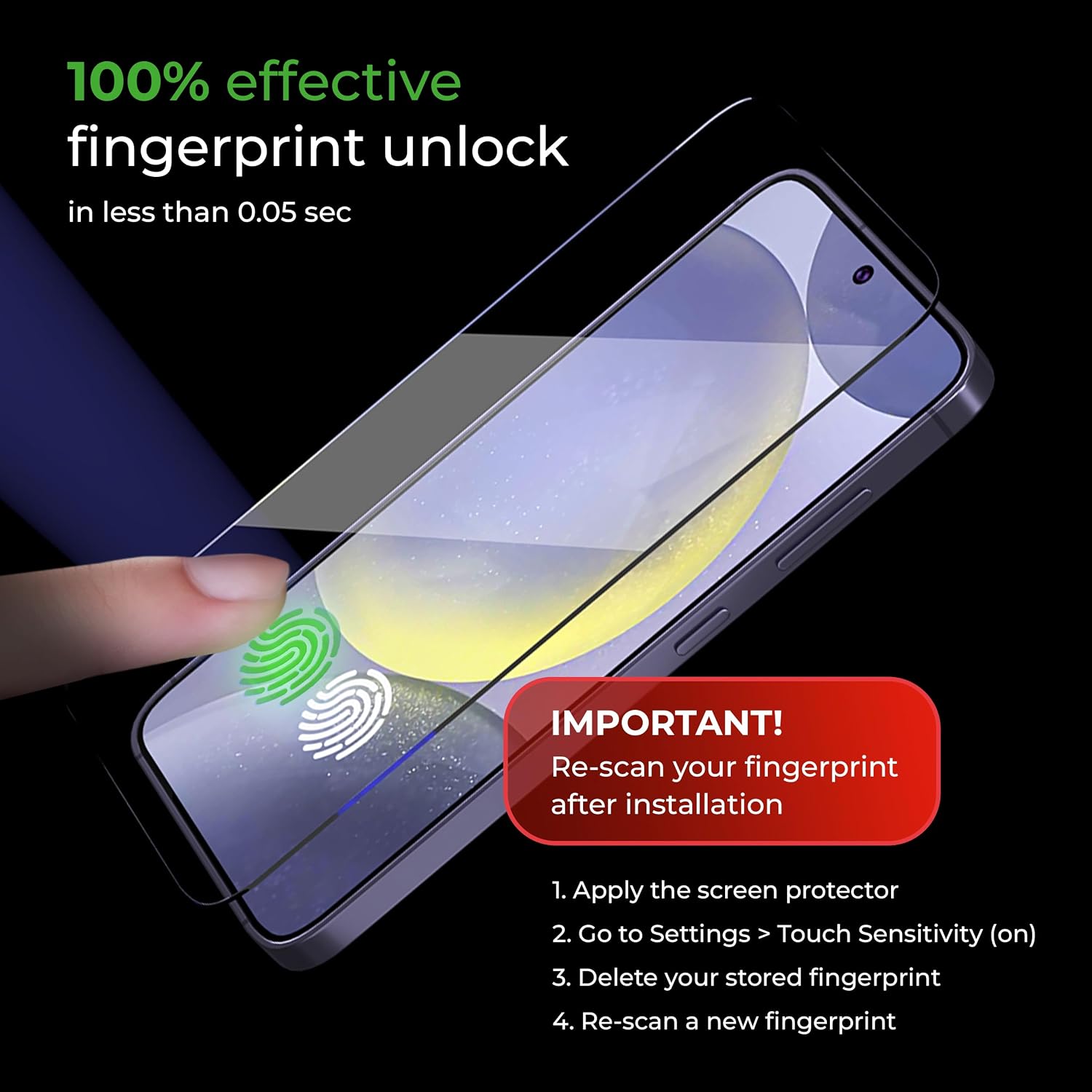 Detalle de Deppa Schutzfolie 2er Set für Samsung Galaxy S26 (6,3 Zoll) – fingerabdruckkompatibel, vollflächiger Schutz