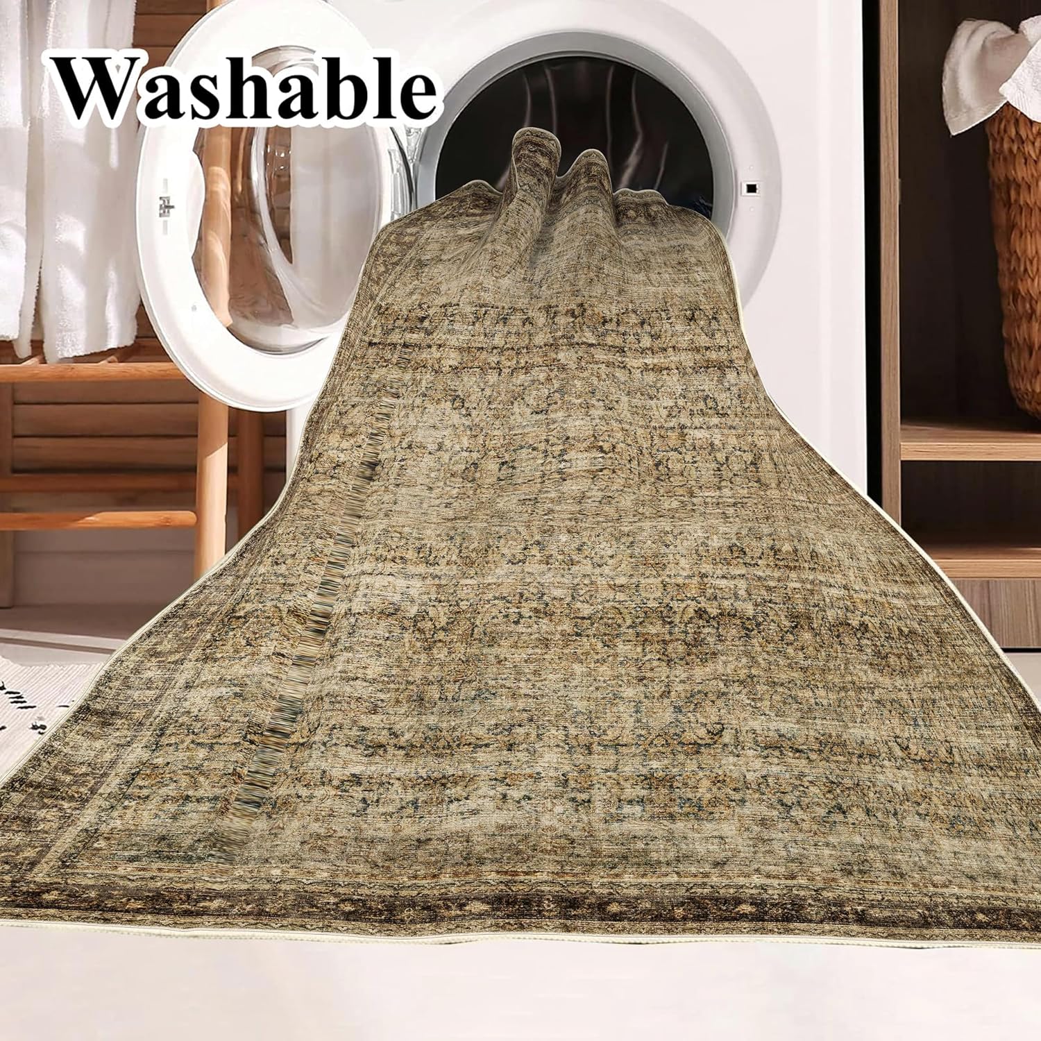 Detalle 2 de CHAMPLANT Area Rug 8x10 Brown Vintage Rug