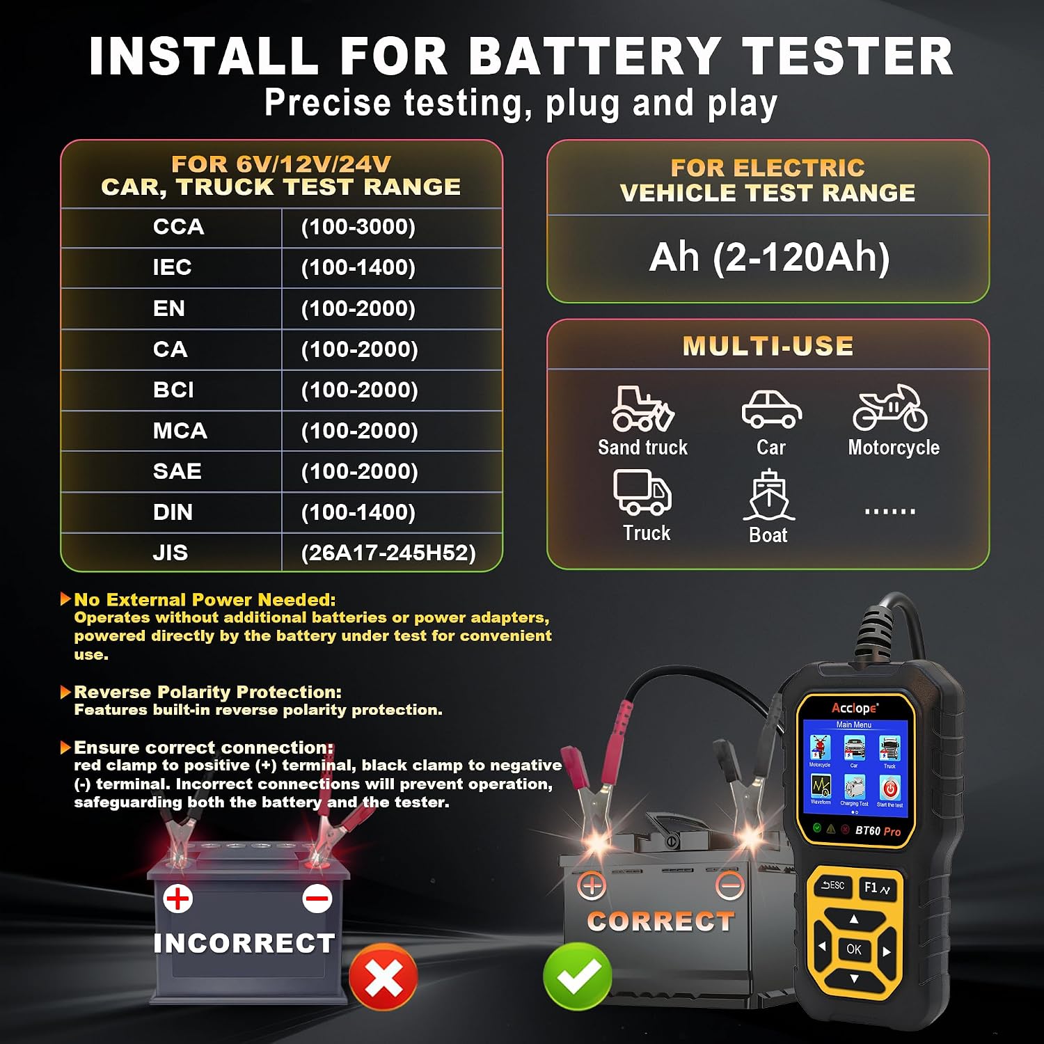 Thumbnail 5 de Acclope BT60 PRO testeur batterie 2–120Ah