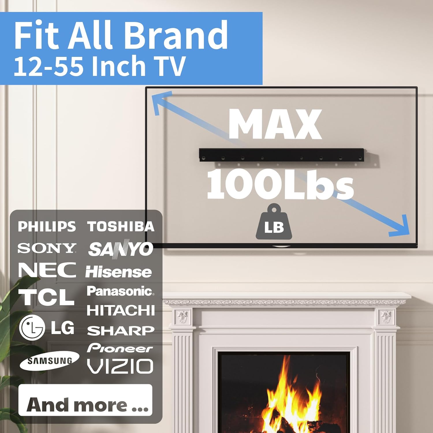 Detalle de KAMIWI No Stud TV Wall Mount, VESA 400x400