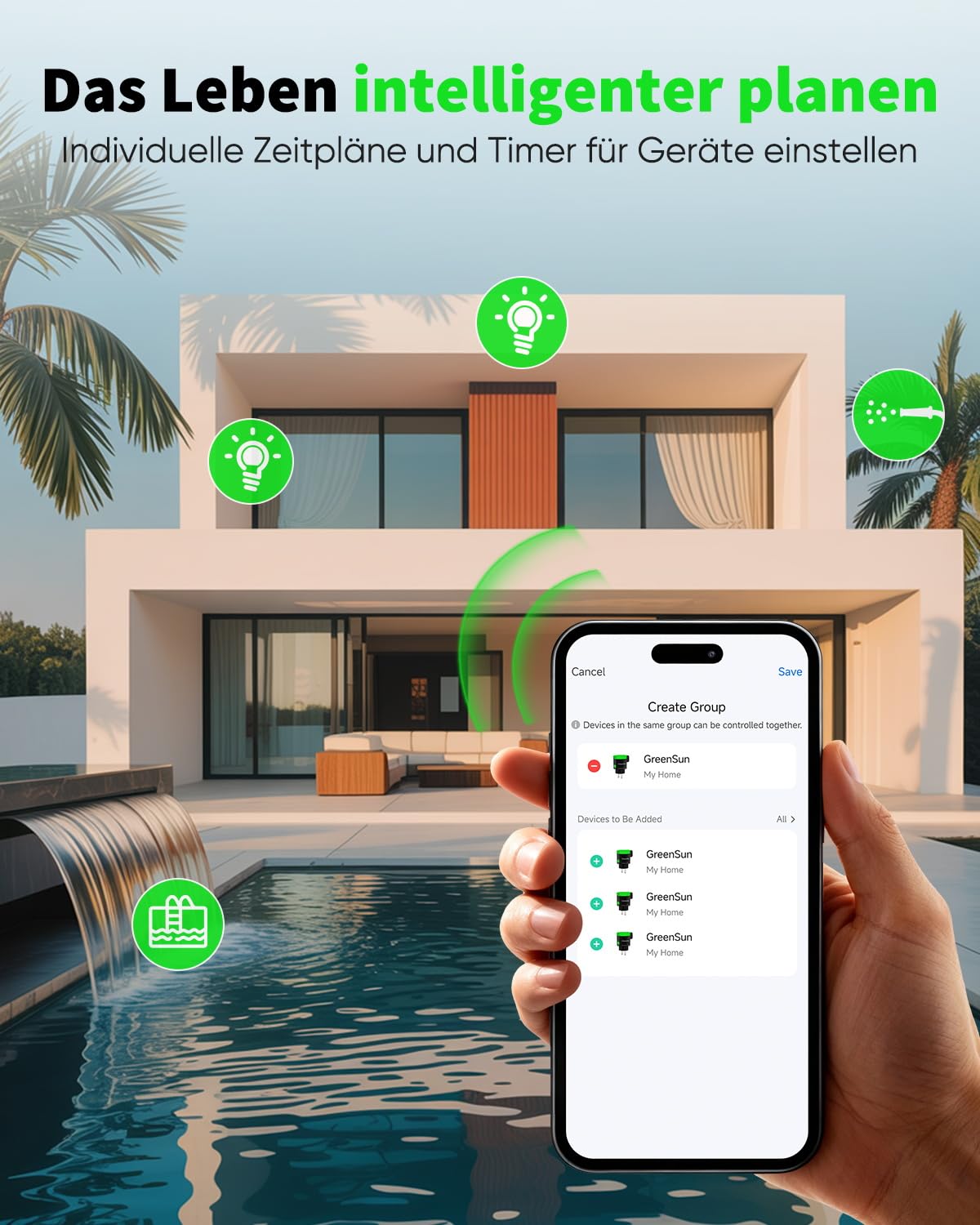 Thumbnail 5 de GreenSun WLAN Steckdose Outdoor 2er – Zeitschaltuhr mit Strommessung, IP44, 16A/3680W