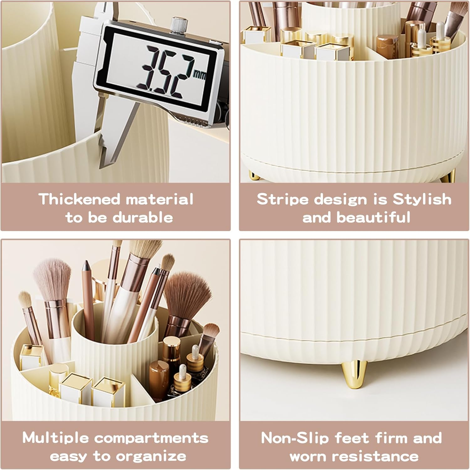 Detalle de fanado 360° Rotating Makeup Organiser – Ivory