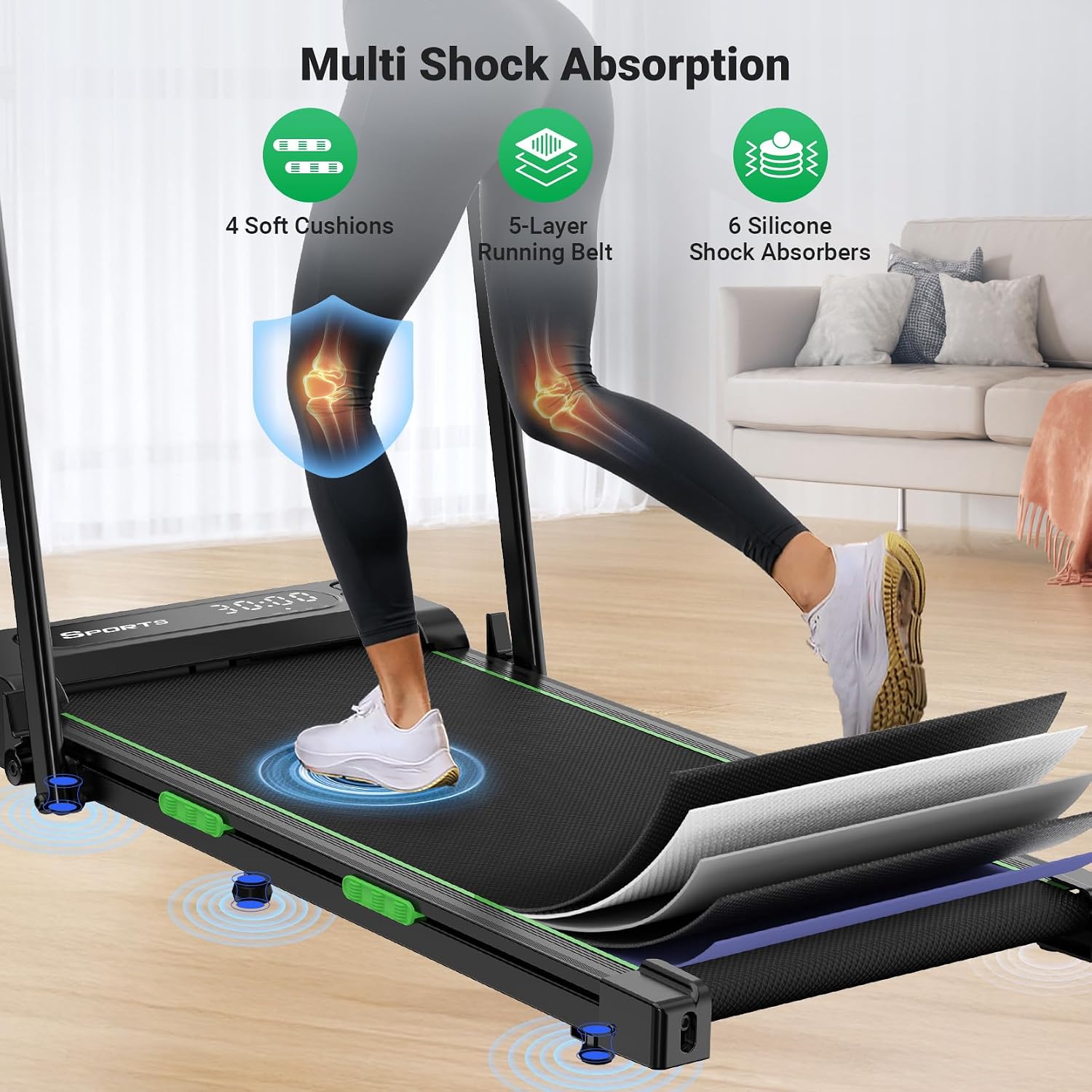 Detalle 1 de THERUN folding treadmill 2.5HP walking pad