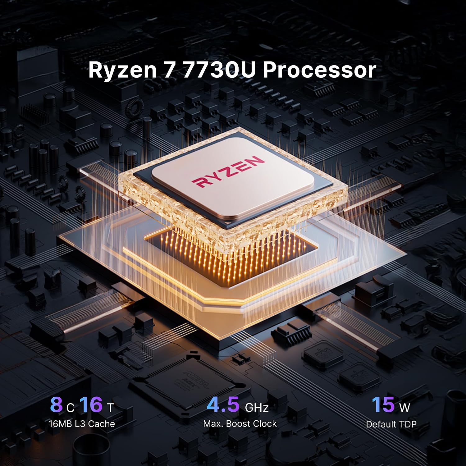 Detalle de BOSGAME P4 Plus Mini PC Ryzen 7 7730U (Upgraded 5825U) review