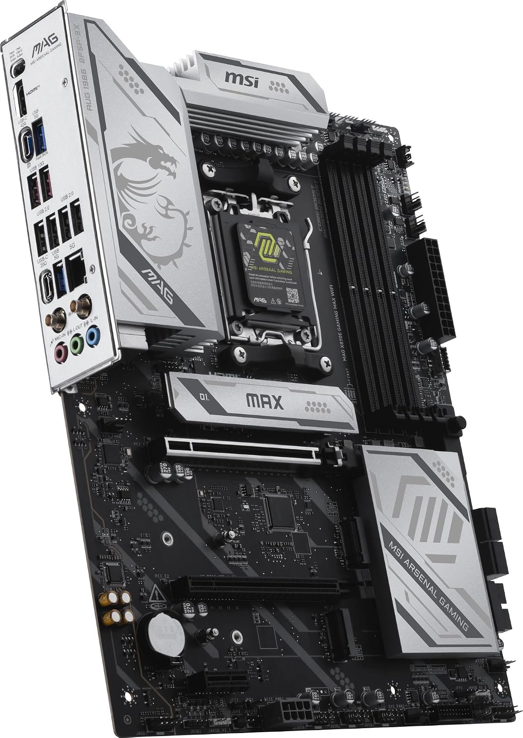Detalle de MSI MAG X870E GAMING MAX WIFI MB7003 ATXマザーボード、AM5・DDR5・Wi-Fi 7対応
