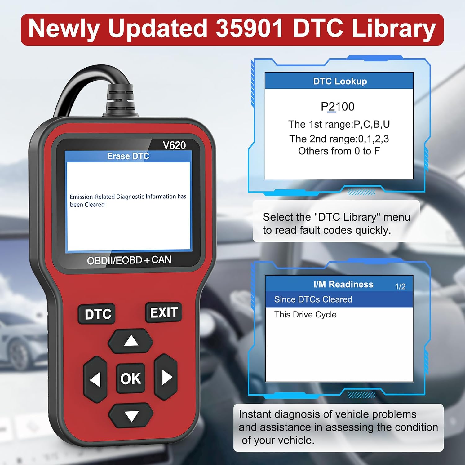 Thumbnail 3 de OBD2 Scanner V620 car diagnostic tool