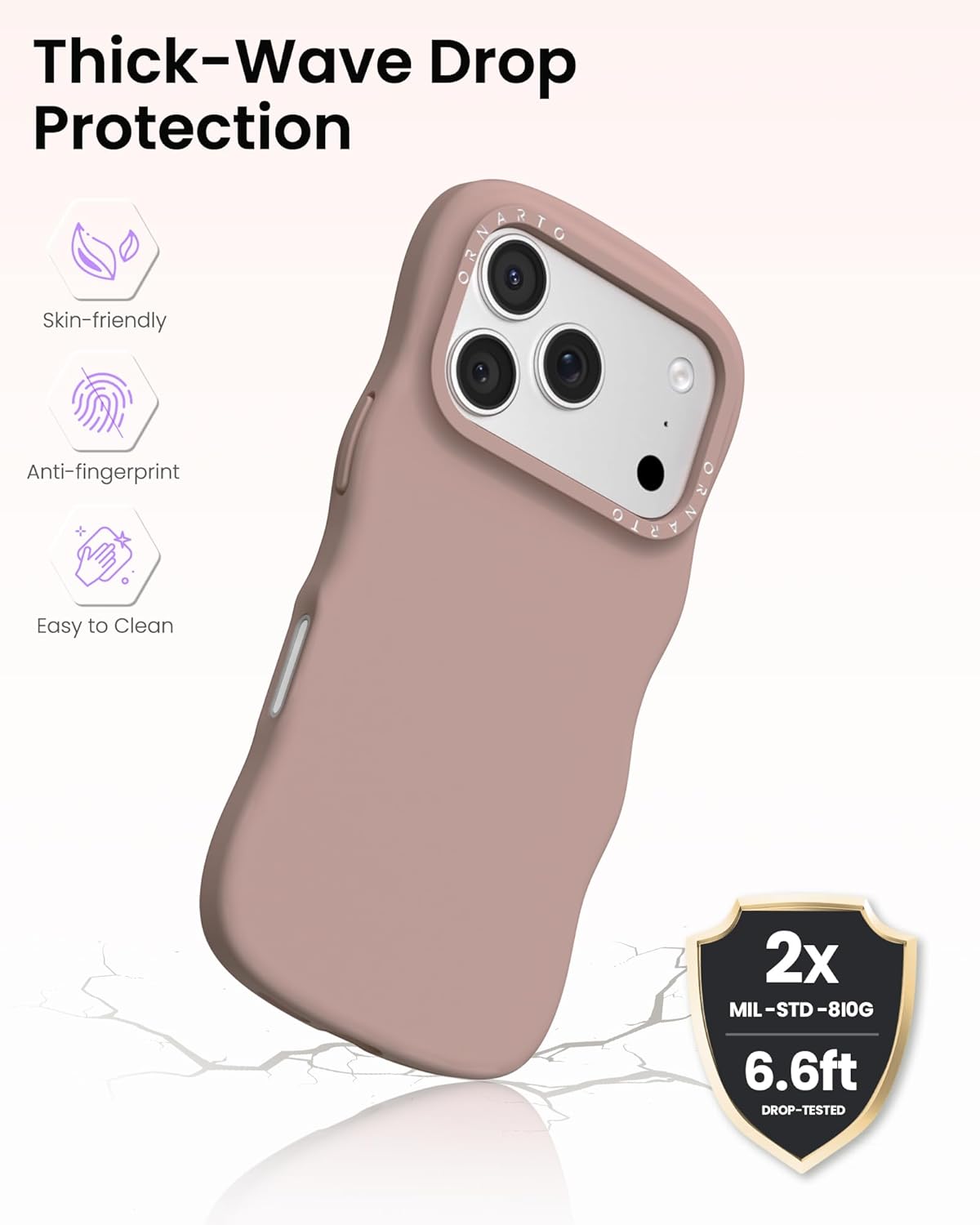 Thumbnail 2 de ORNARTO Compatible with iPhone 17 Pro 6.3-inch Case with MagSafe & Shockproof Silicone Wavy Edge