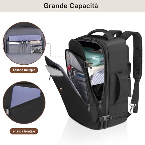 Thumbnail 6 de MATEIN Zaino da viaggio 40x20x25, 20 L, apertura a 180° e tasche multiple