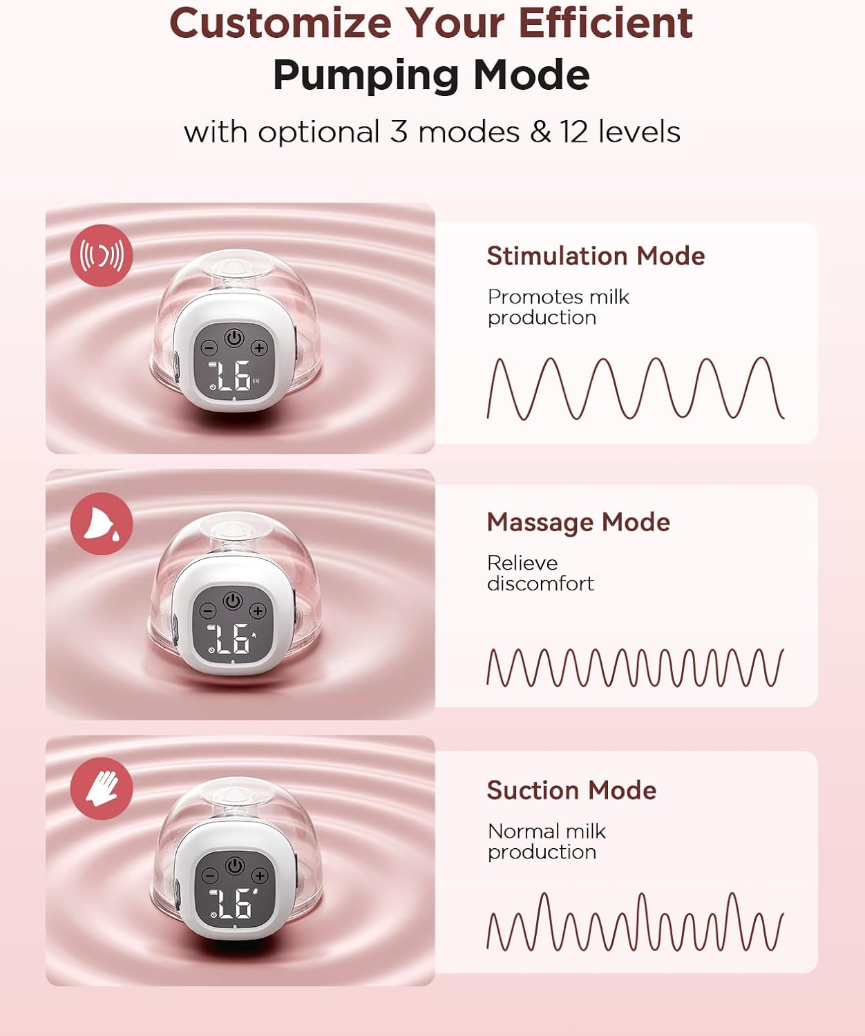 Thumbnail 6 de Haokoo Electric Wearable Breast Pump with Strong Suction and 3 Modes – Quiet, Hands-Free & Cordless
