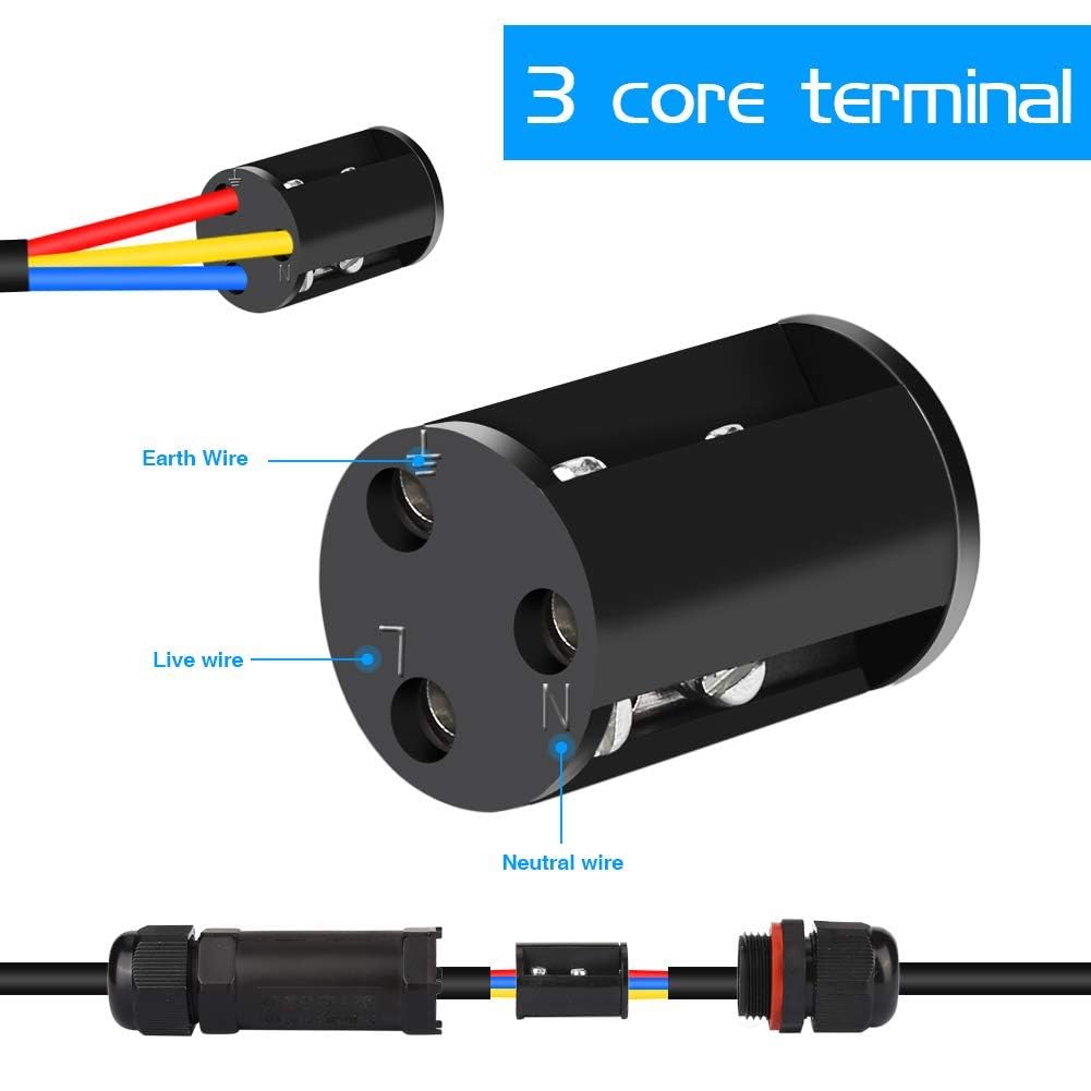 Detalle 2 de HOSPAOP JM-M20 3-polige kabelverbinder IP68, 3-12 mm, zwart, 4 stuks