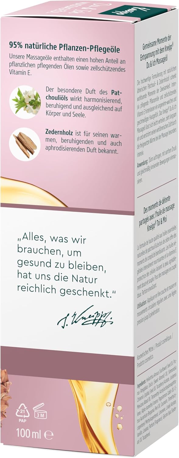 Thumbnail 4 de Kneipp Massageöl „Du & Ich“ mit Zedernholz & Patchouli (100 ml) für Paarmassagen