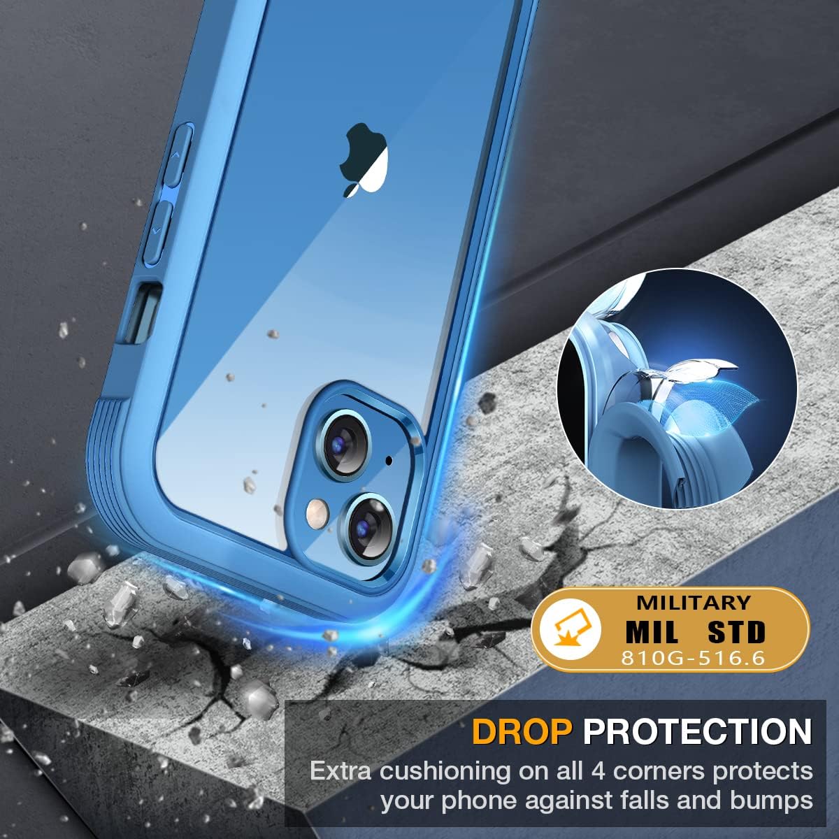 Detalle 2 de Miracase Aqua Blue iPhone 13 Case with Built-in 9H Glass Screen Protector (6.1")