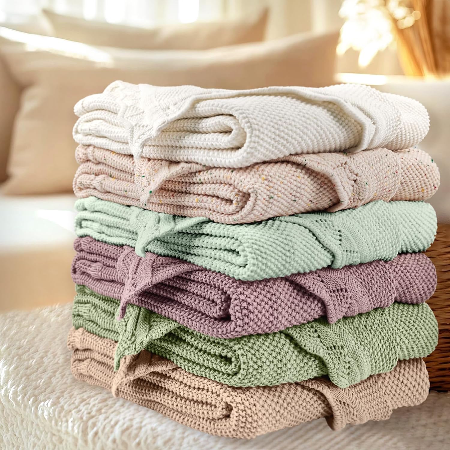 Thumbnail 6 de Pinuotu Cotton Knitted Baby Blanket 40 x 31 in