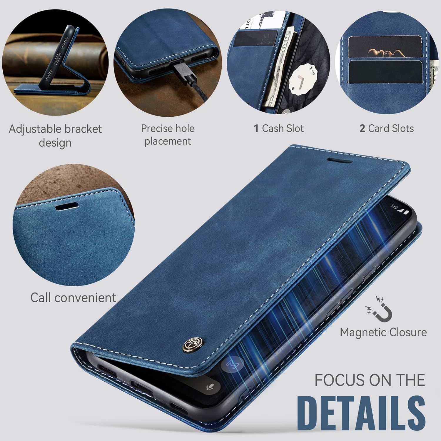Thumbnail 1 de Lanranwa Flip-Case Hülle für Samsung Galaxy S20 Plus 5G – Blau, Premium Lederoptik mit Kartenfach und Standfunktion