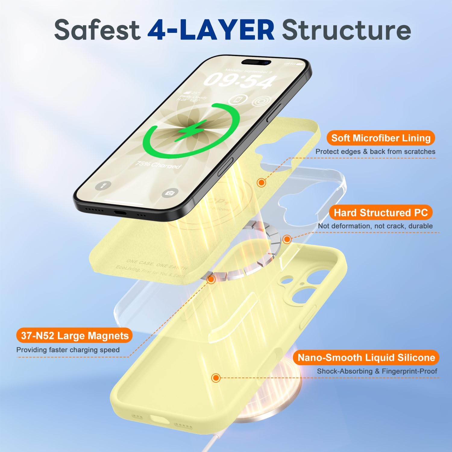 Detalle 2 de BossKiss iPhone 17 Silicone Case, Creamy Yellow, MagSafe-Compatible