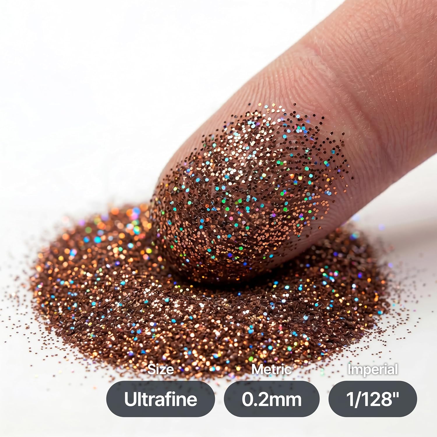 Detalle de Hemway Ultra Sparkle Glitter – Bronze Brown Holographic (ultrafine, 100g) for crafts, makeup & nail art