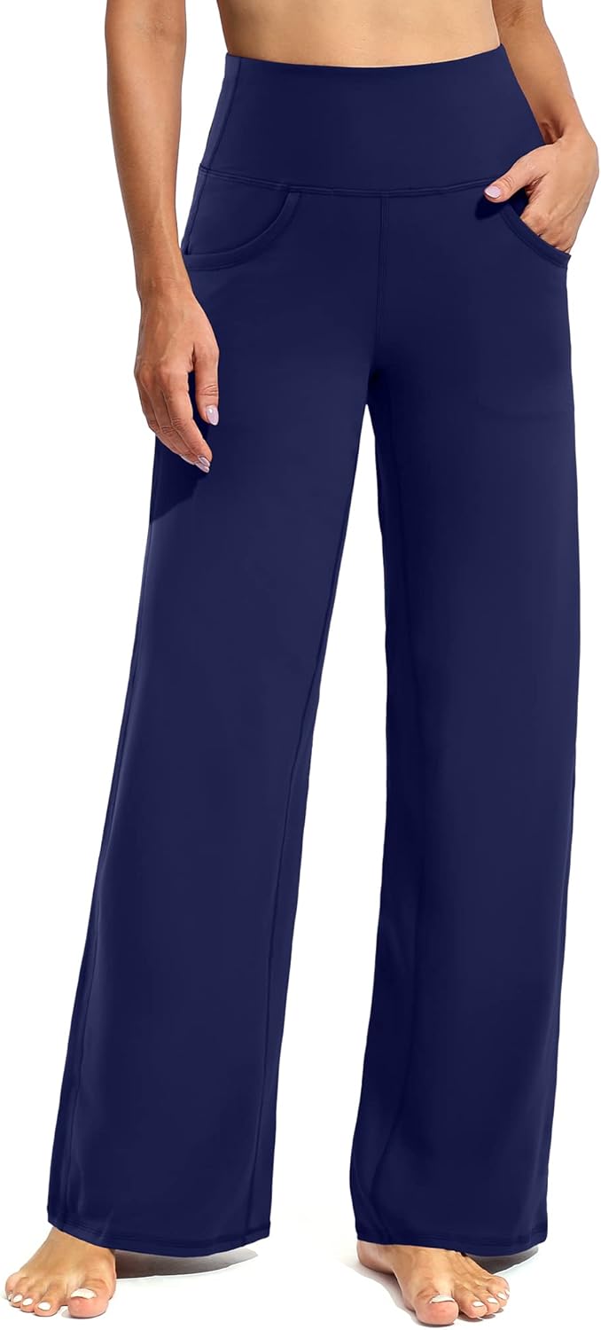 Detalle de Promoter Women's Activewear Trousers with Pockets – High‑Rise, Wide Leg Yoga Pants
