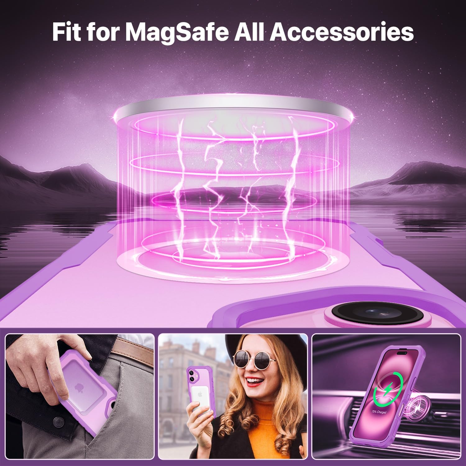 Thumbnail 3 de CENHUFO Privacy Case for iPhone 16 (6.1-inch) - Rose Pink with Built-in Privacy Screen and 360° Protection