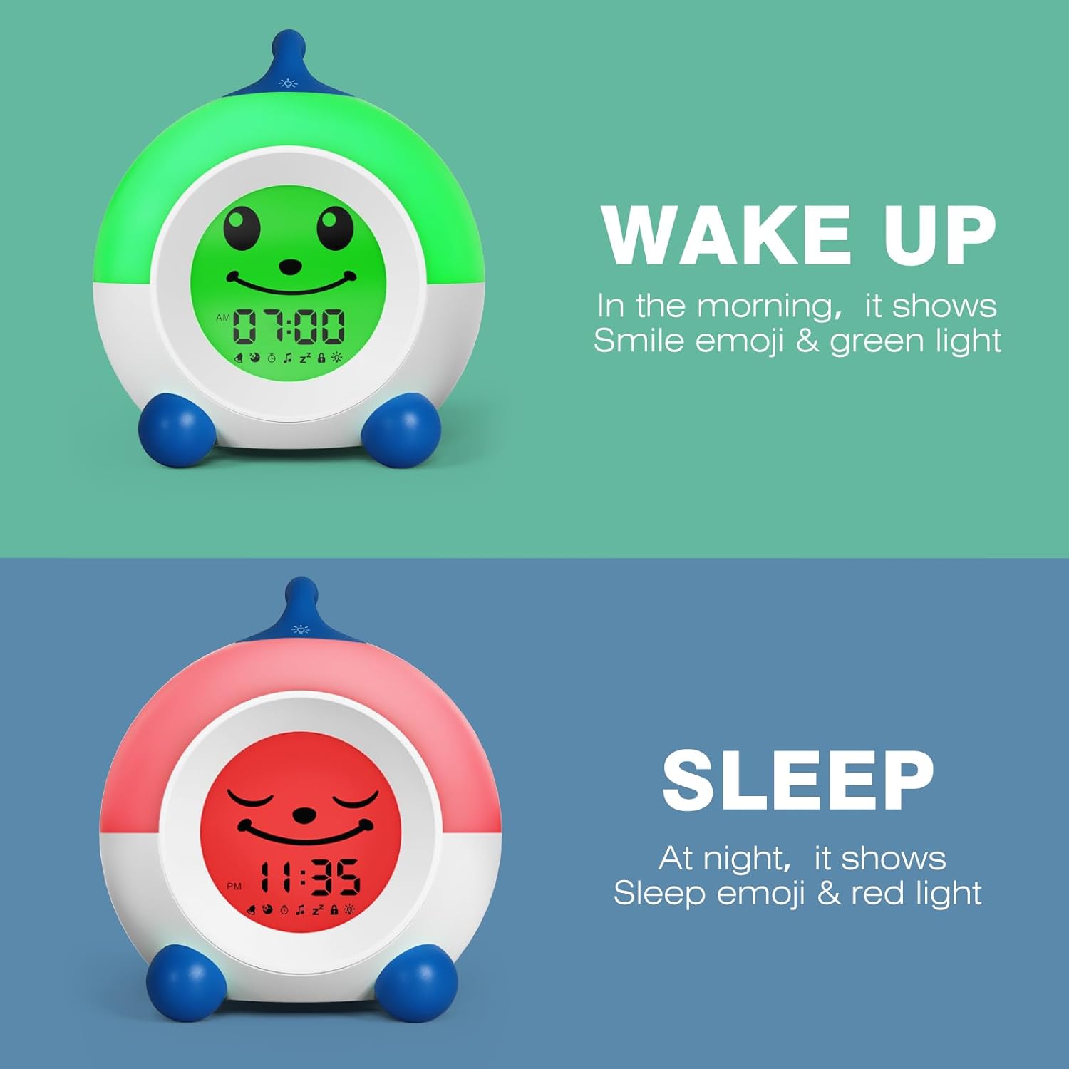 Thumbnail 1 de I·CODE Teach Me Time Kids Alarm Clock – Sleep Trainer for 2–9 Years (Blue)