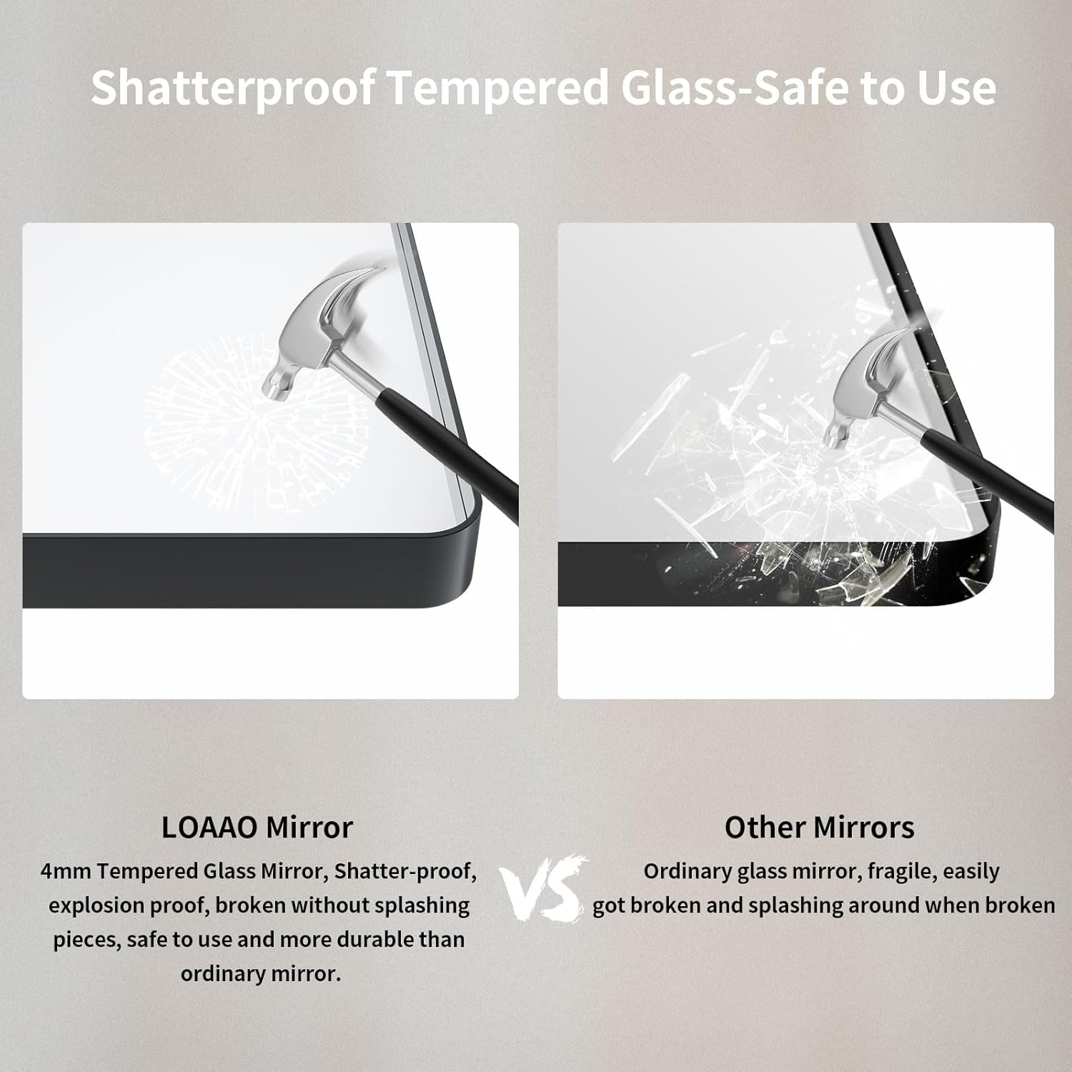 Thumbnail 6 de LOAAO 40x36 Inch Black Metal Framed Bathroom Mirror