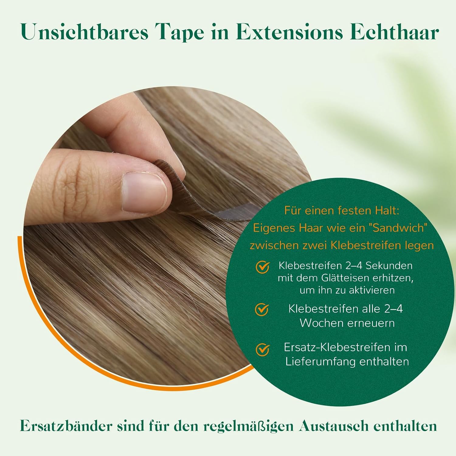 Thumbnail 6 de Easyouth Haarverlängerung aus Remy-Echthaar (Balayage Hellbraun mit Blond), 35 cm, 40 g, 20 Stück