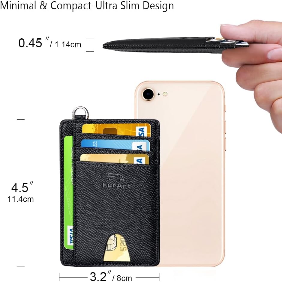 Thumbnail 6 de FurArt portefeuille minimaliste ultra fin avec blocage RFID (8 cartes) et fenêtre d’identité