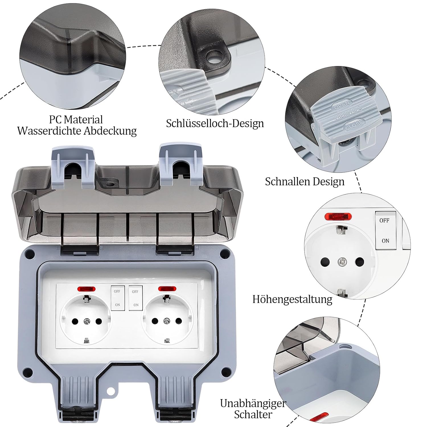 Detalle 2 de Außensteckdose IP66 mit Schalter 2,5 mm²