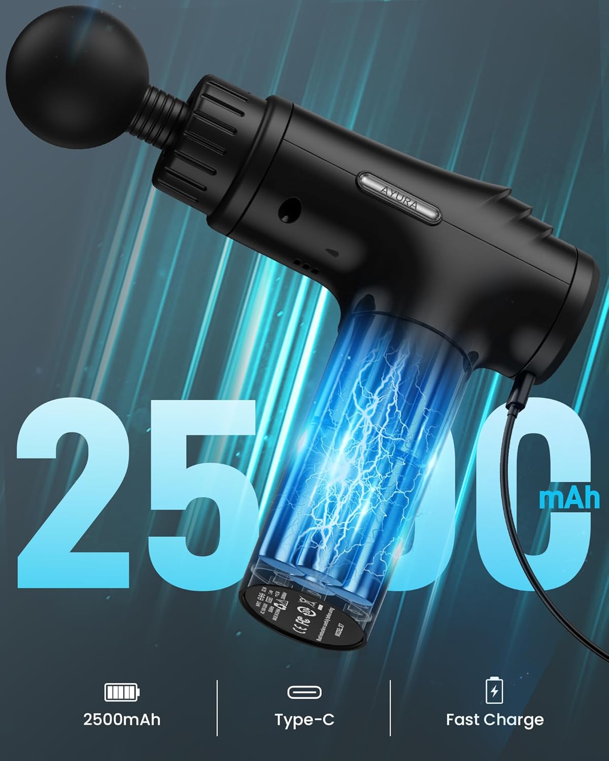 Thumbnail 2 de AYURA Massage Gun 30-speed deep tissue percussion