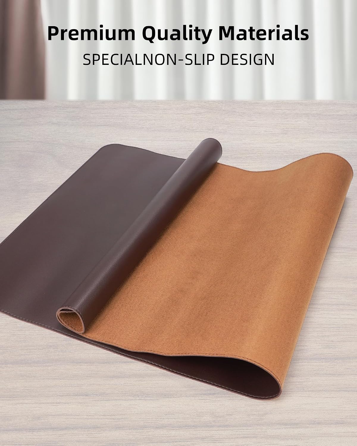 Detalle 2 de AFIING Leather Desk Mat Protector (Large) – 140 x 60 cm, Coffee