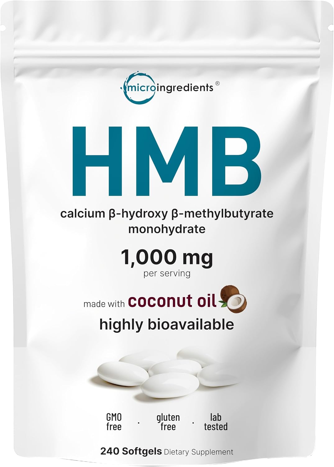 Detalle de Micro Ingredients HMB softgels, 240 count