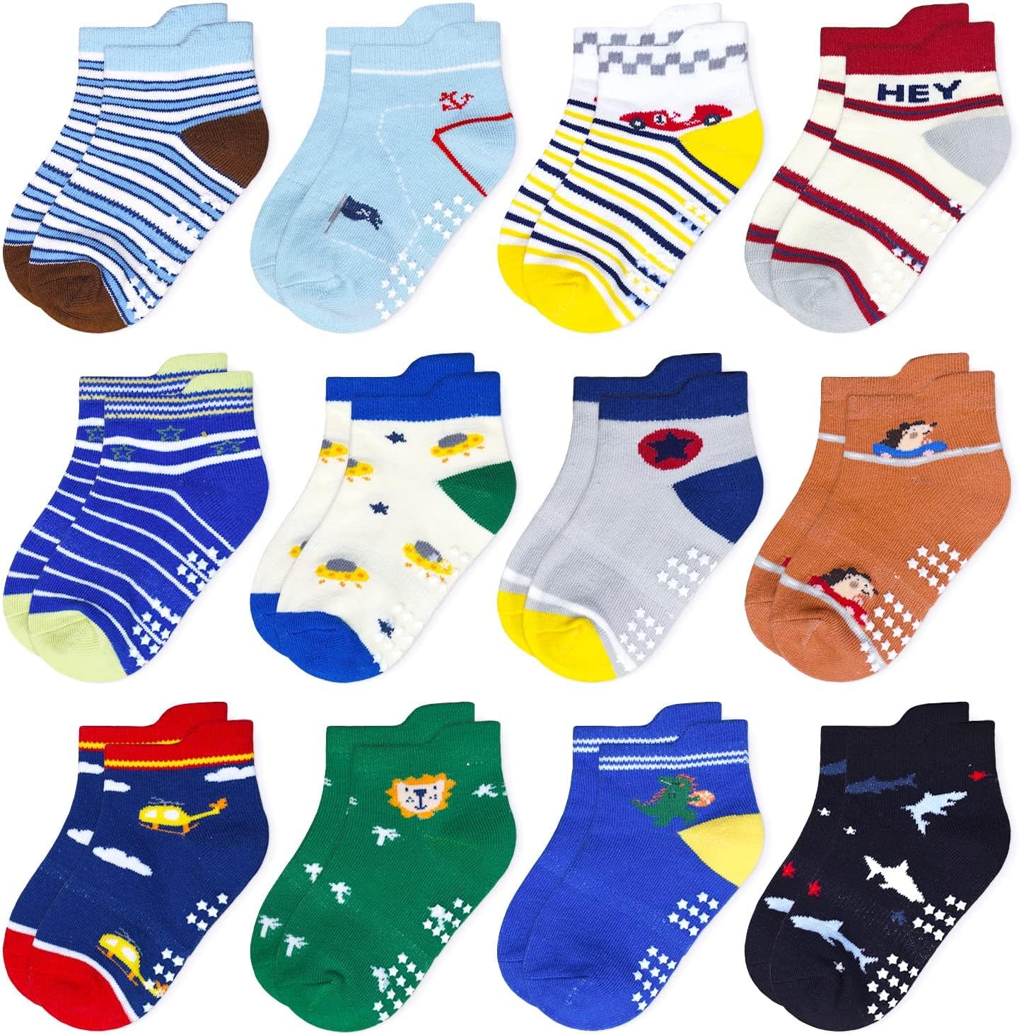 Thumbnail 3 de SUOSDEY Baby Antirutsch-Socken mit Griffen (ABS Stopper), 12 Paar – für 1 bis 7 Jahre