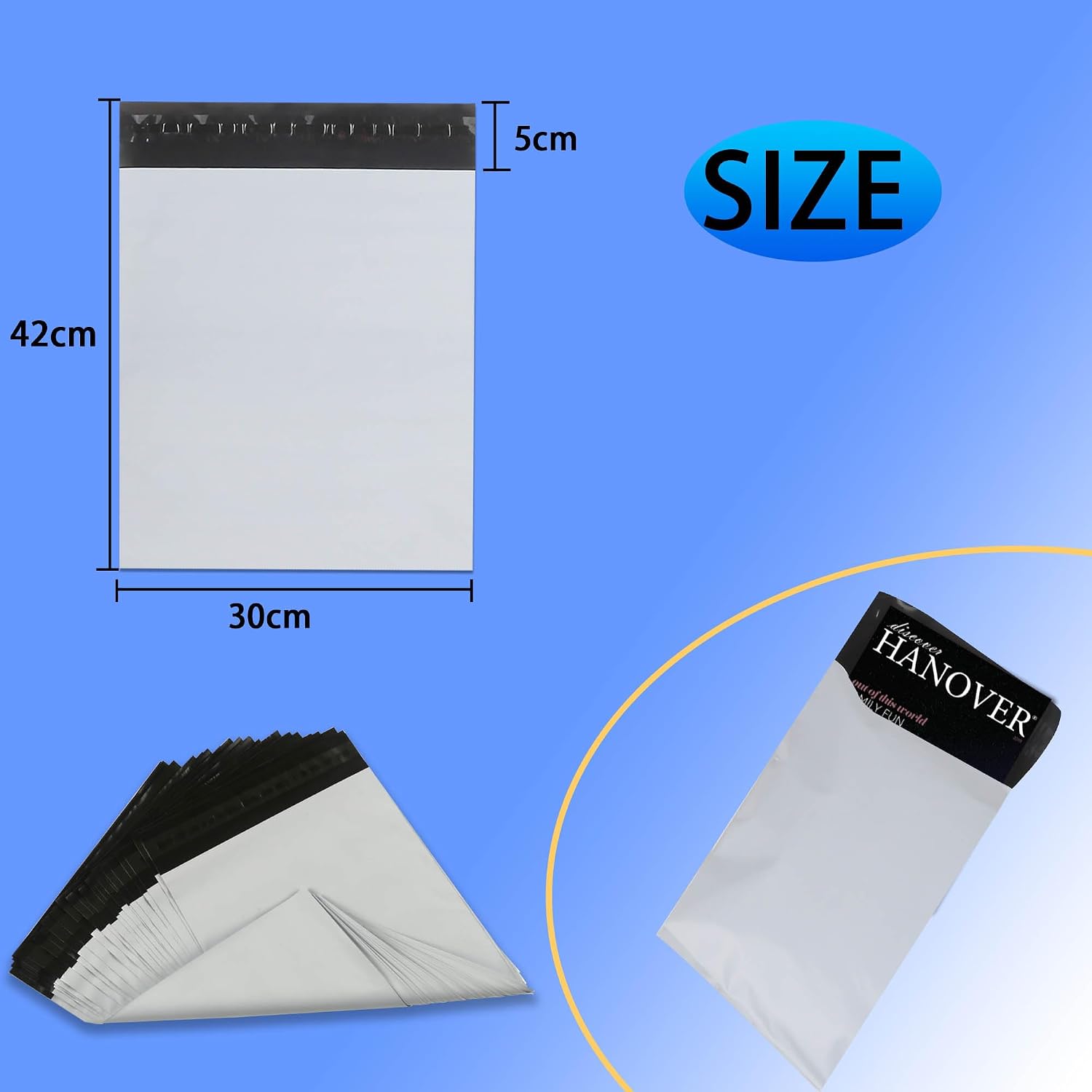 Thumbnail 1 de Newlng Lot de 100 enveloppes d'expédition en plastique – 300 x 420 mm, opaques et indéchirables
