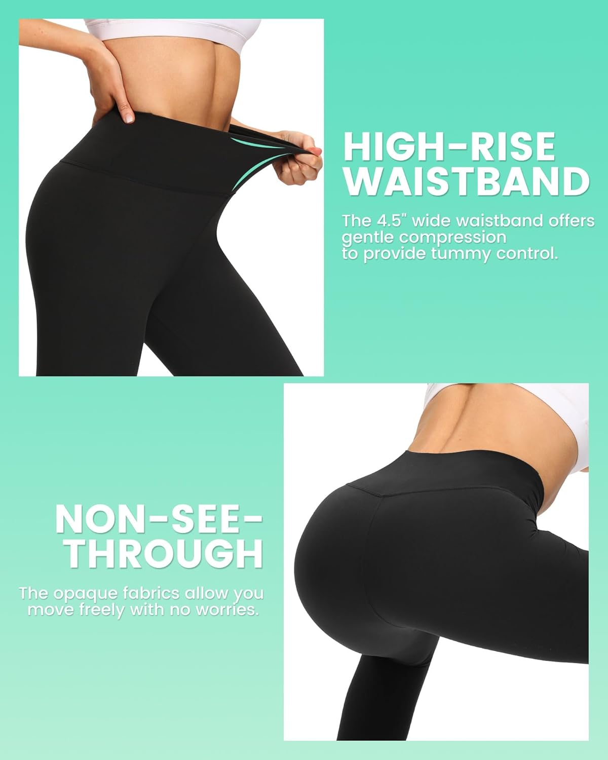 Thumbnail 3 de TNNZEET 3-Pack Women’s Tummy Control High-Waisted Leggings with Pockets (Black)