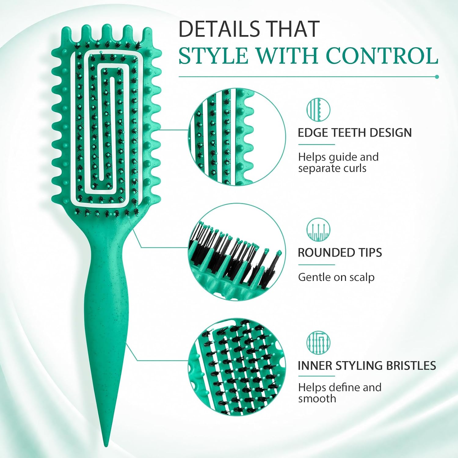 Detalle de Quenxe Curl Defining Brush, Vented Dark Green for Wet & Dry Styling