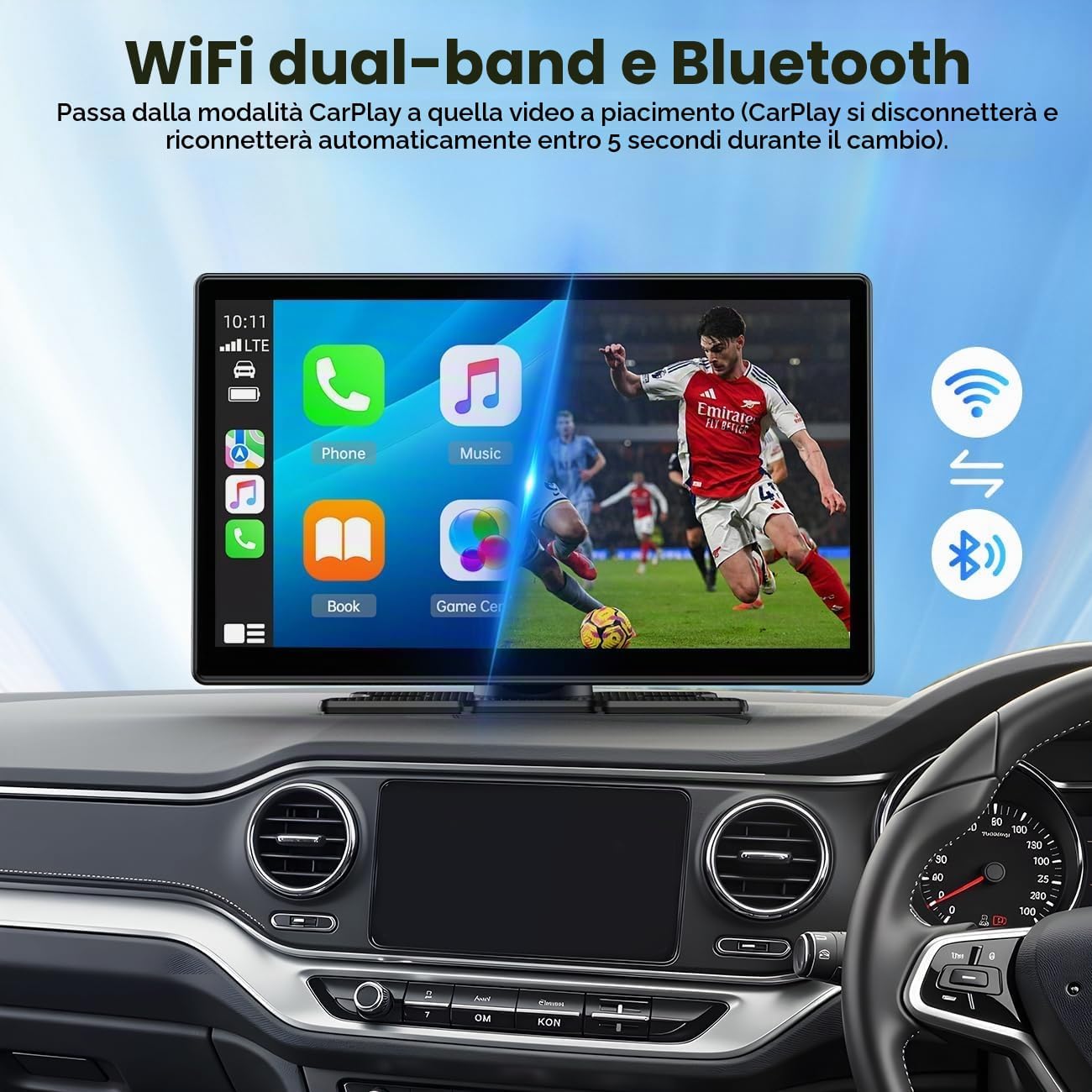 Detalle de LAMTTO Carplay Wireless: Schermo-HD da 9" per Auto con CarPlay/Android Auto, Navigazione e Intrattenimento