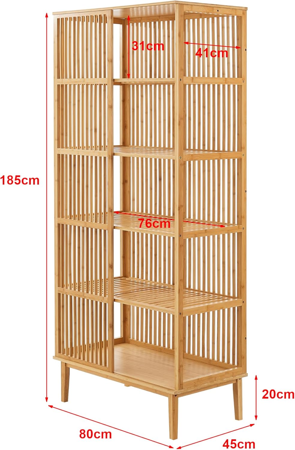 Detalle de Scaffale da terra in bambù naturae con 5 scomparti semiaperti - En.casa
