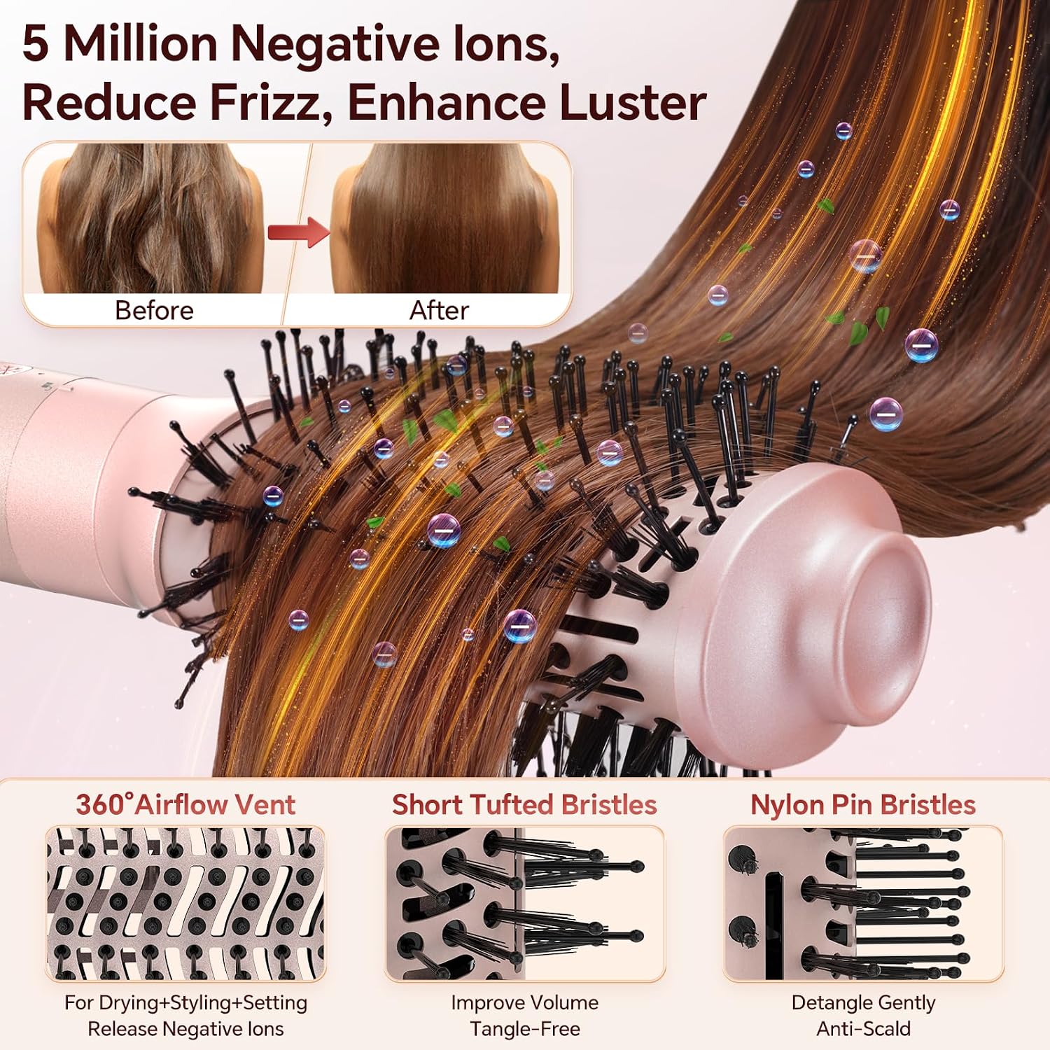 Detalle 2 de Hair Dryer Brush 5-in-1 with Interchangeable Heads