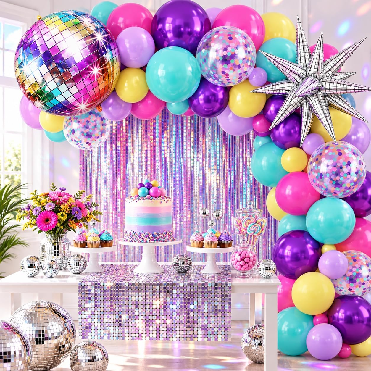 Detalle 1 de FEYG 12-Inch Balloon Set, 32 Count, with Confetti and 18-Inch Foil Balloons