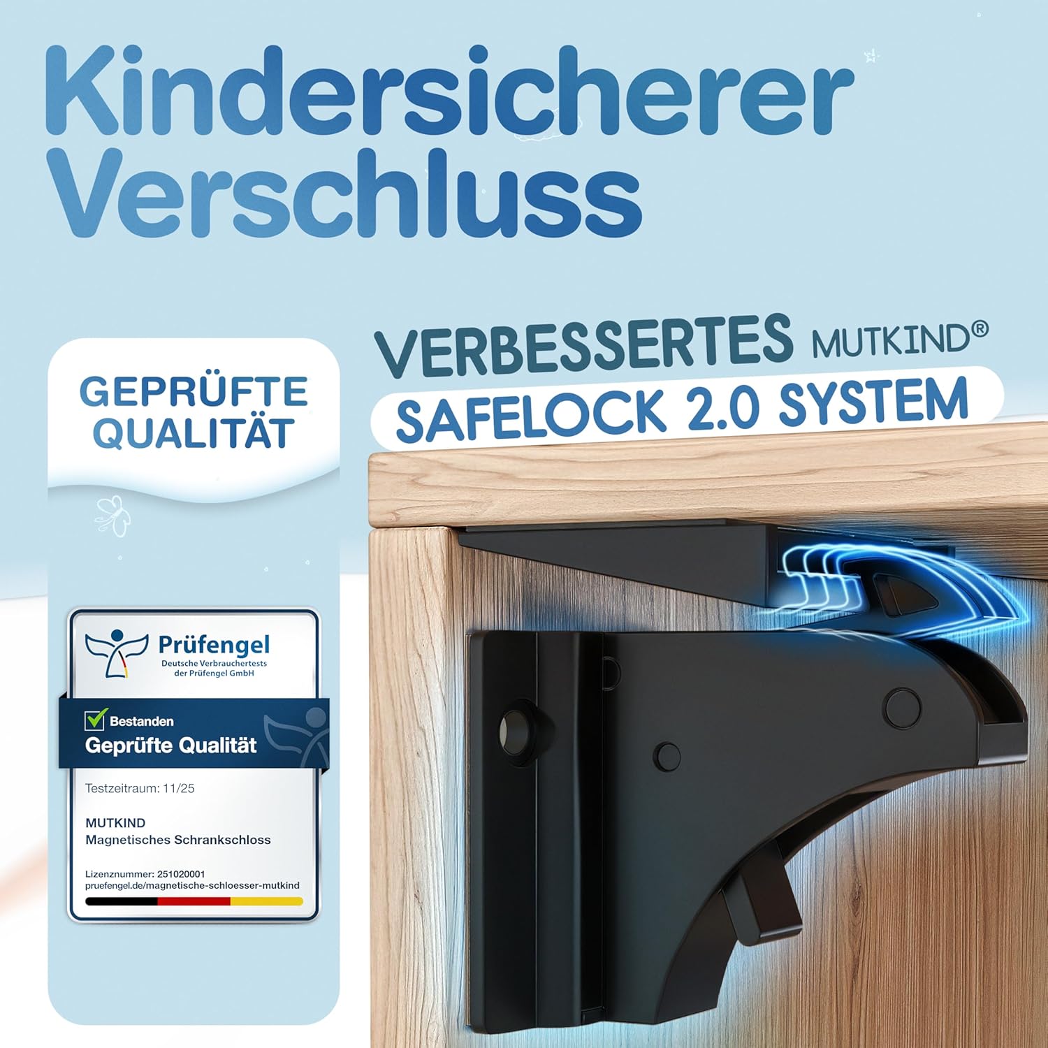 Detalle de Mutkind 10x Magnetische Kindersicherung – unsichtbar, stark klebend, 2 Schlüssel (ohne Bohren)