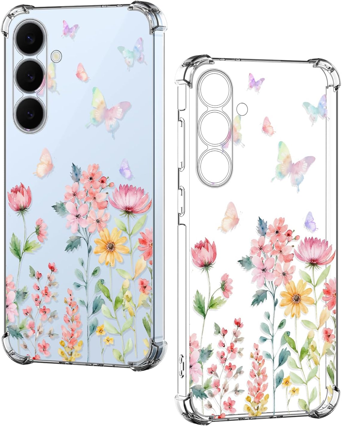 Detalle de Nuxiady Hülle für Samsung Galaxy S25 FE 5G – Transparente Silikonhülle mit Blumen-Design