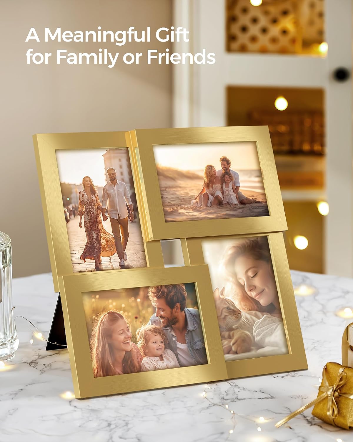 Thumbnail 5 de SONGMICS Kavi RPF025A01 4-Photo Collage Frame, Pale Gold MDF and Glass