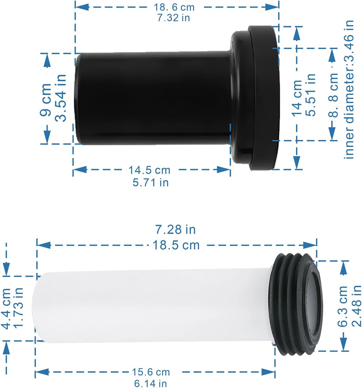 Thumbnail 3 de Kit de raccordement pour cuvette suspendue Mendorio compatible Geberit 152.426.46.1 (tuyau d’évacuation + tuyau de remplissage, joints)