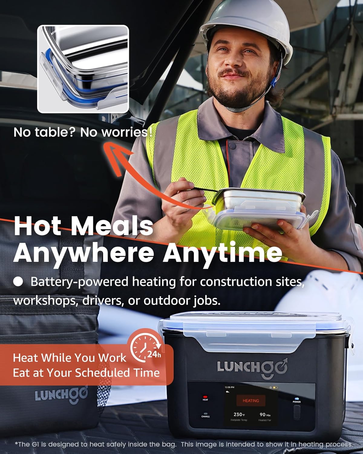 Thumbnail 2 de LunchGO G1 Cordless Electric Heated Lunch Box — 5-Cup Capacity, 74Wh Battery, Scheduled Heating