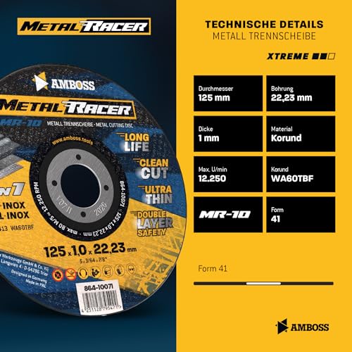 Thumbnail 6 de Amboss Werkzeuge 25x Trennscheibe Metall 125 x 1,0 mm – dünne Flexscheibe für Stahl